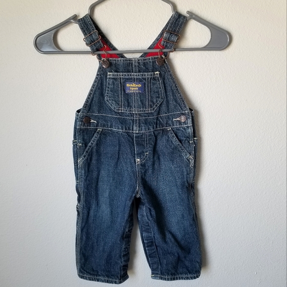 OshKosh B'Gosh Fully Lined Denim Overalls 12M with Leg Snaps - Picture 1 of 9
